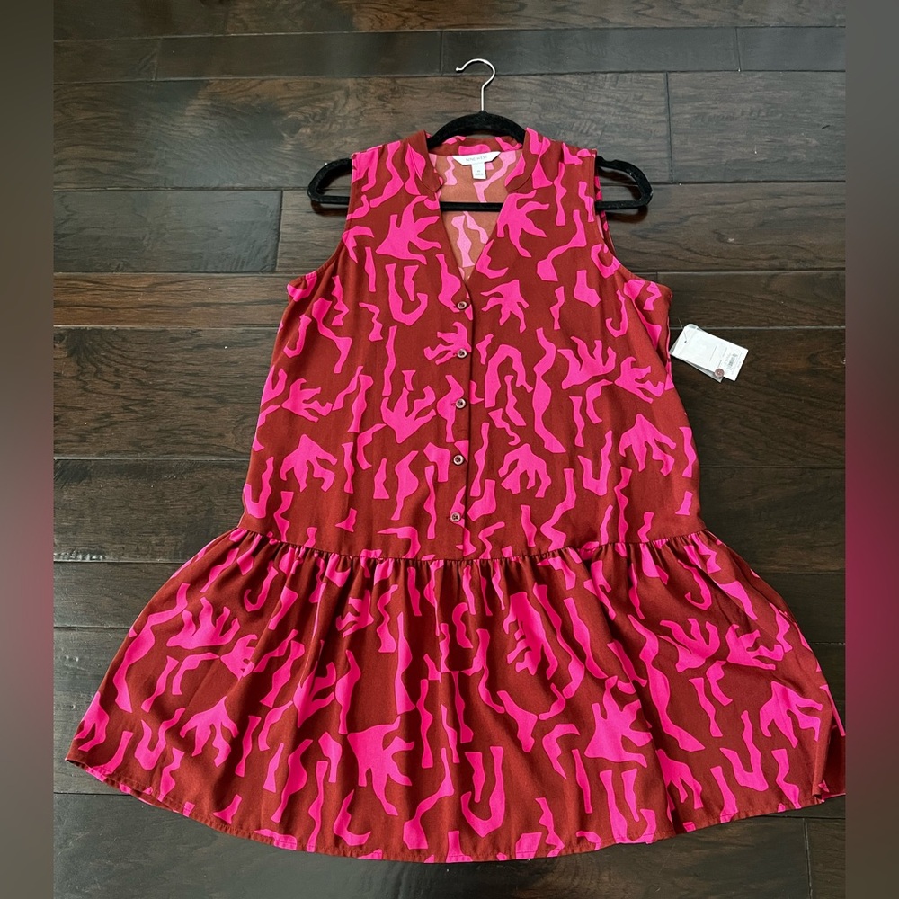 NWT Nine West Pink and Brown Dress, Size Medium